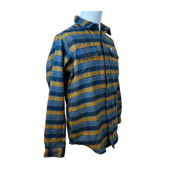 Columbia Mens Yellow Blue Plaid Cotton Button-Up Flannel Shirt Regular Fit M - Picture 2 of 8